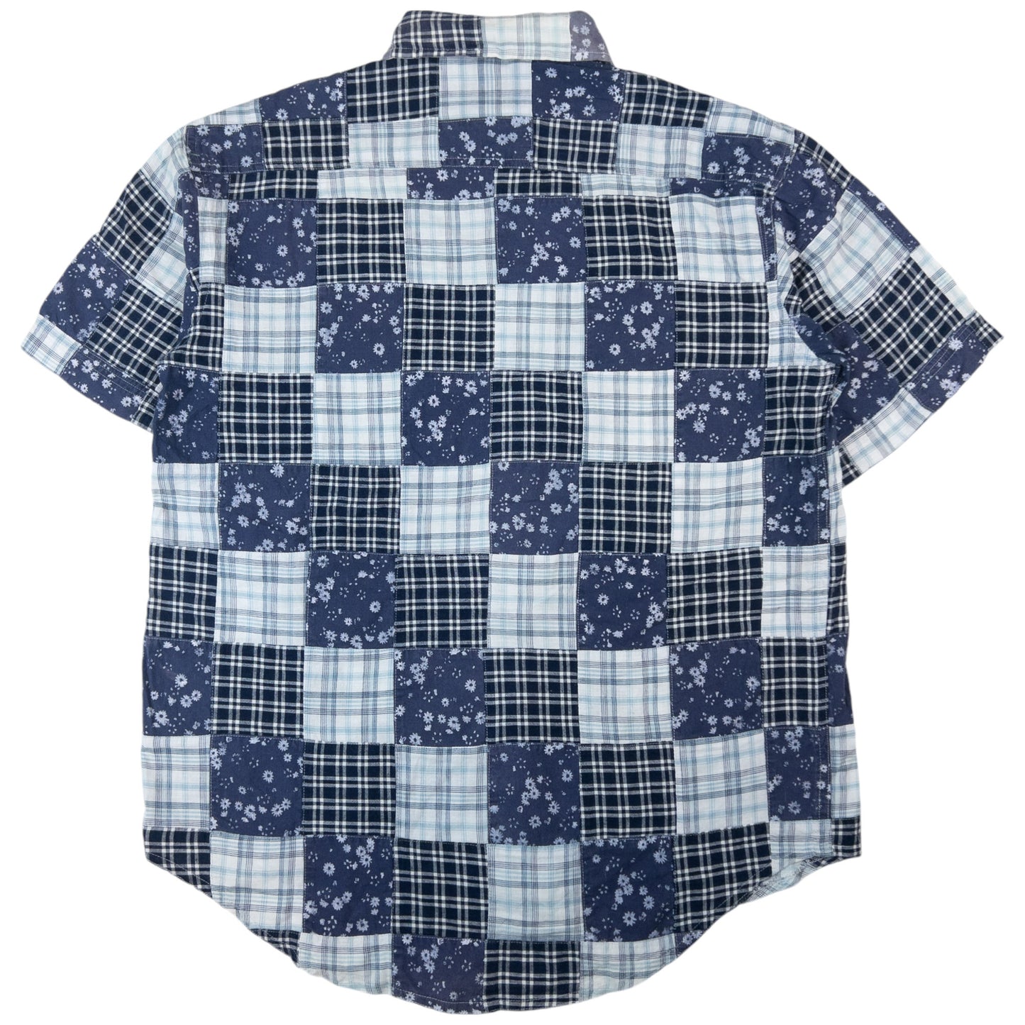 Vintage PPFM Patchwork Short Sleeve Button Up Shirt Size M