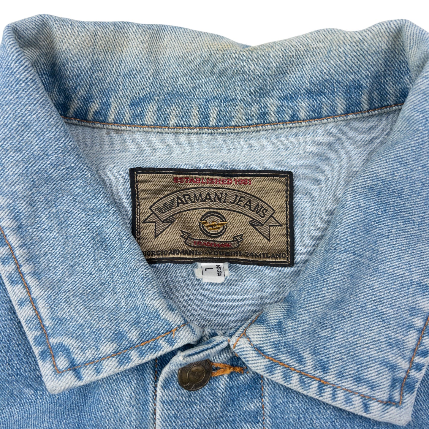 Vintage 90s Armani Jeans Button Up Denim Jacket Size L