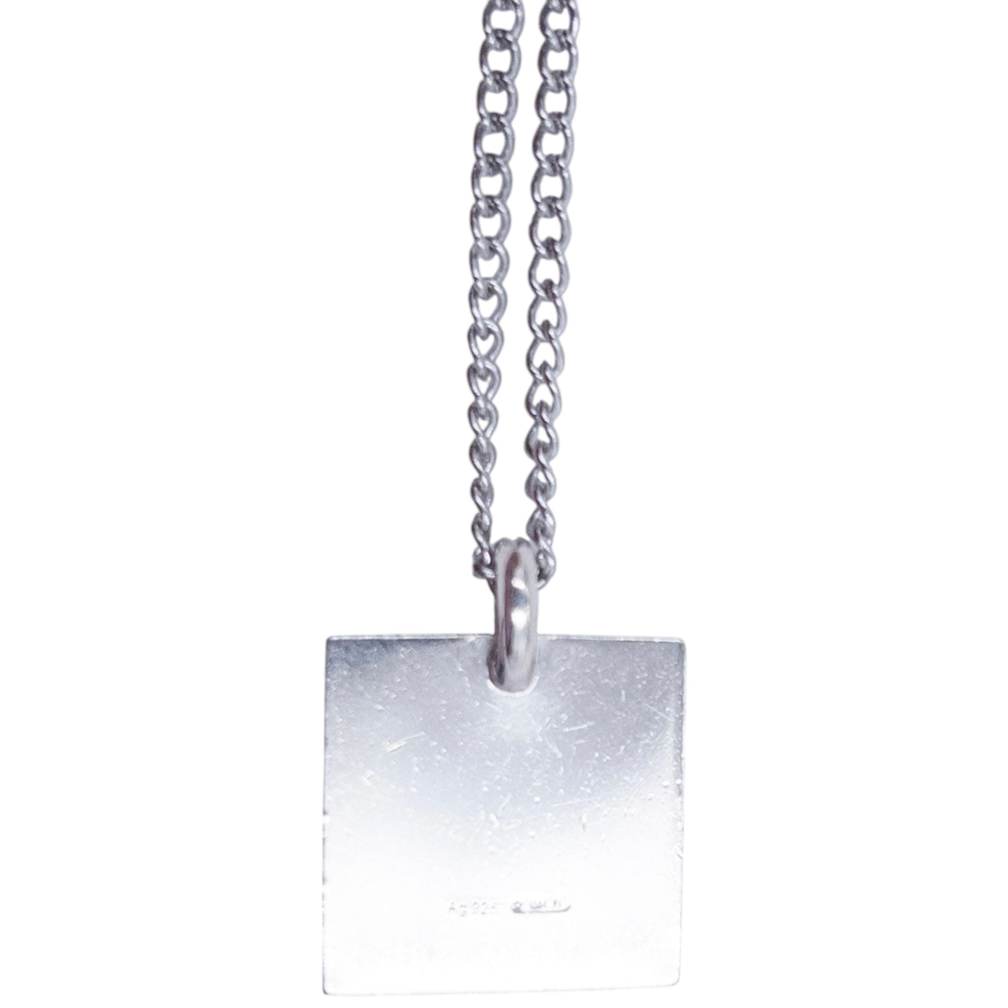 Vintage 90s Gucci Silver Square Pendant Necklace