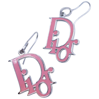 Vintage 2000s Dior By Jogn Galliano Enamel Logo Earrings