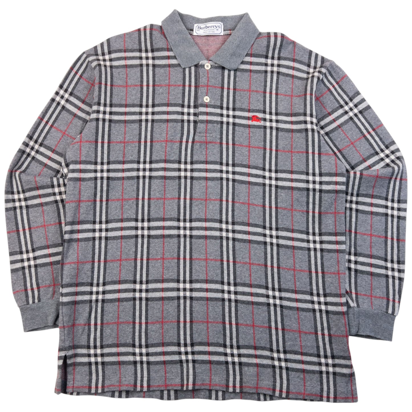 Vintage 90s Burberry Nova Check Polo Jumper Size S