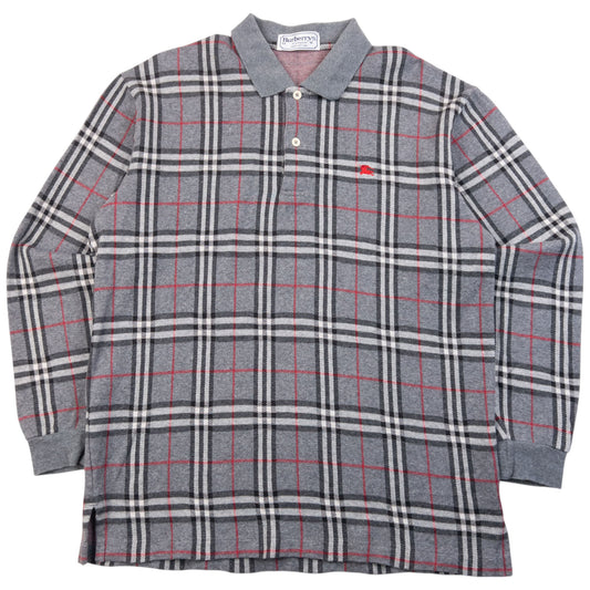 Vintage 90s Burberry Nova Check Polo Jumper Size S