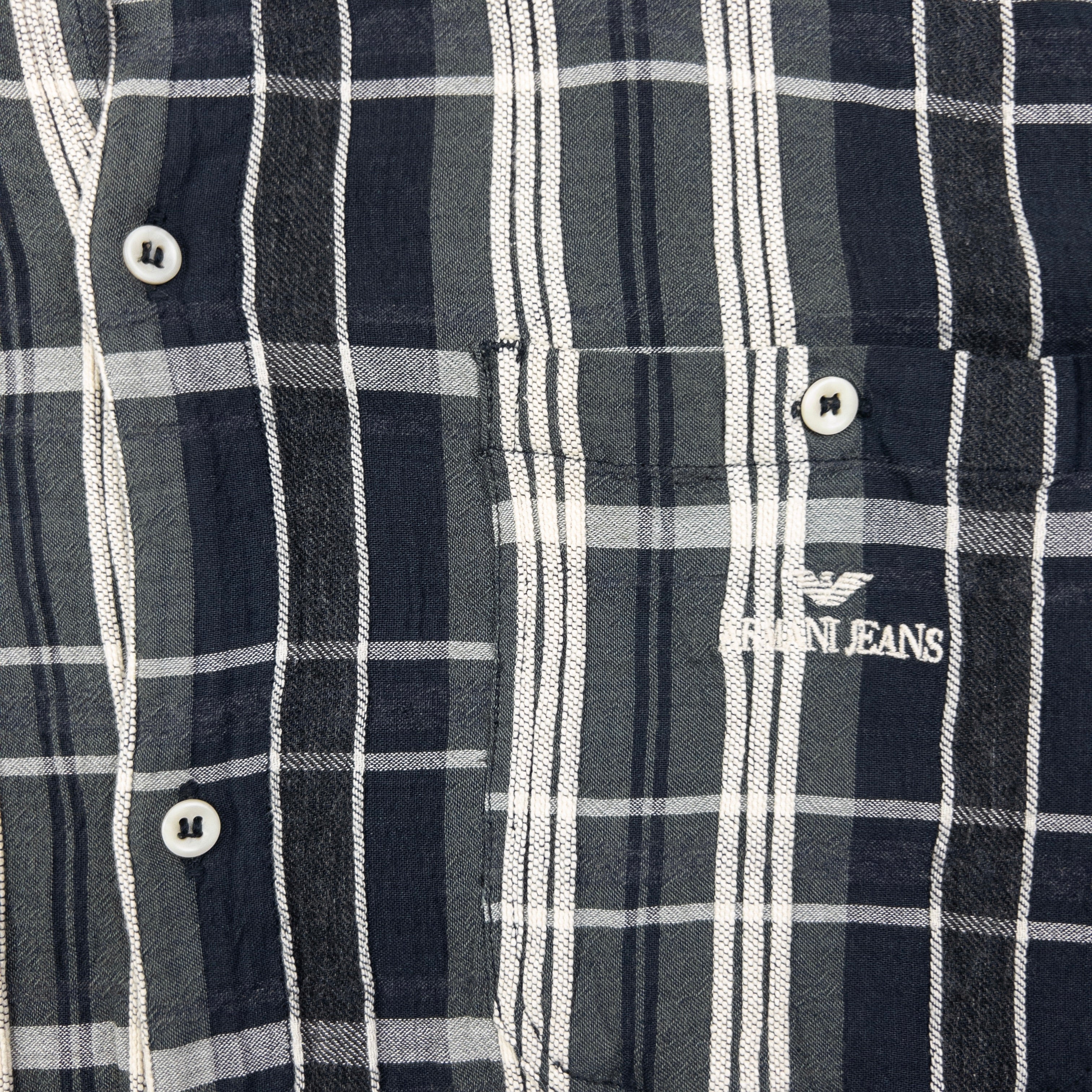 Vintage Armani Jeans Checkered Long Sleeve Button Up Shirt Size M