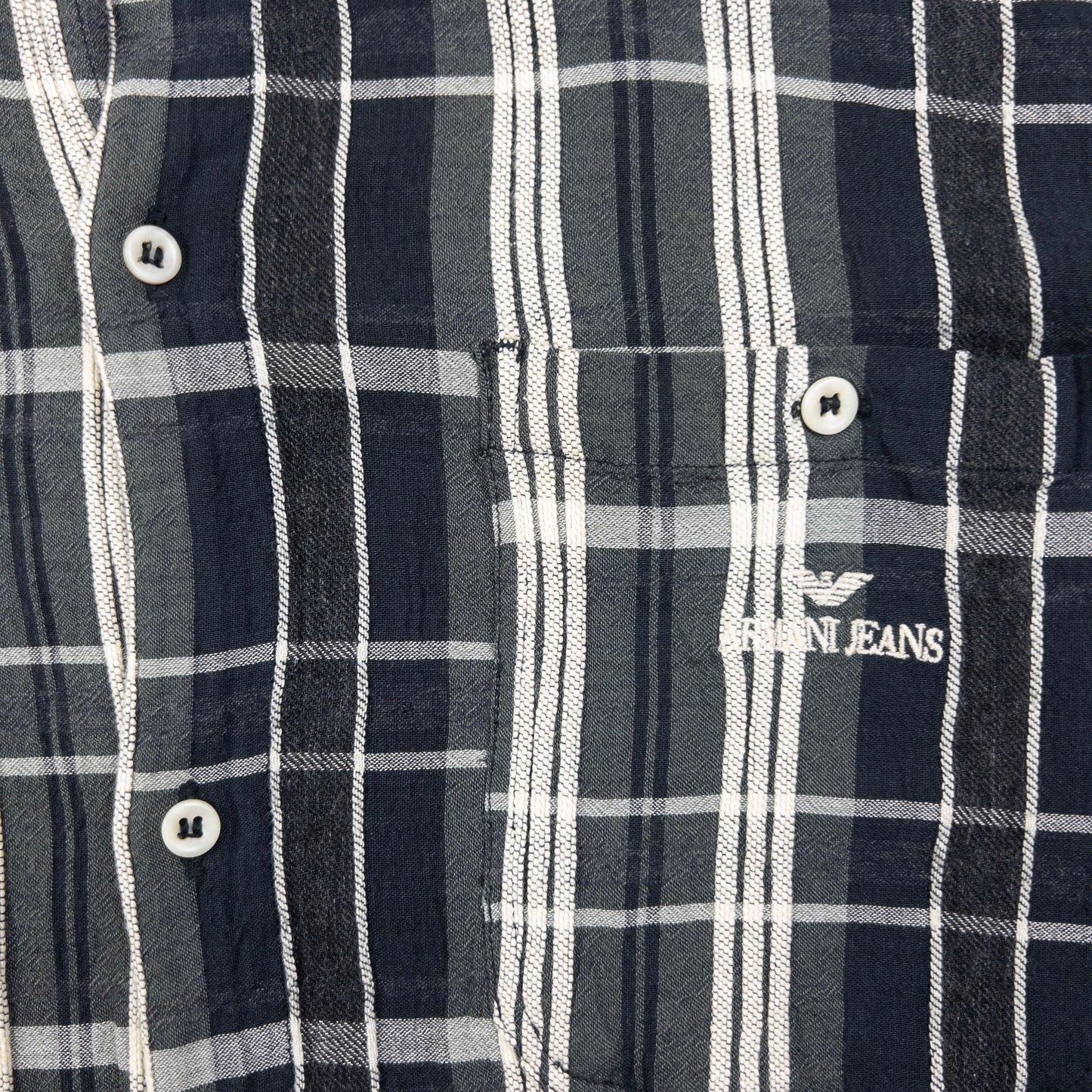 Vintage Armani Jeans Checkered Long Sleeve Button Up Shirt Size M
