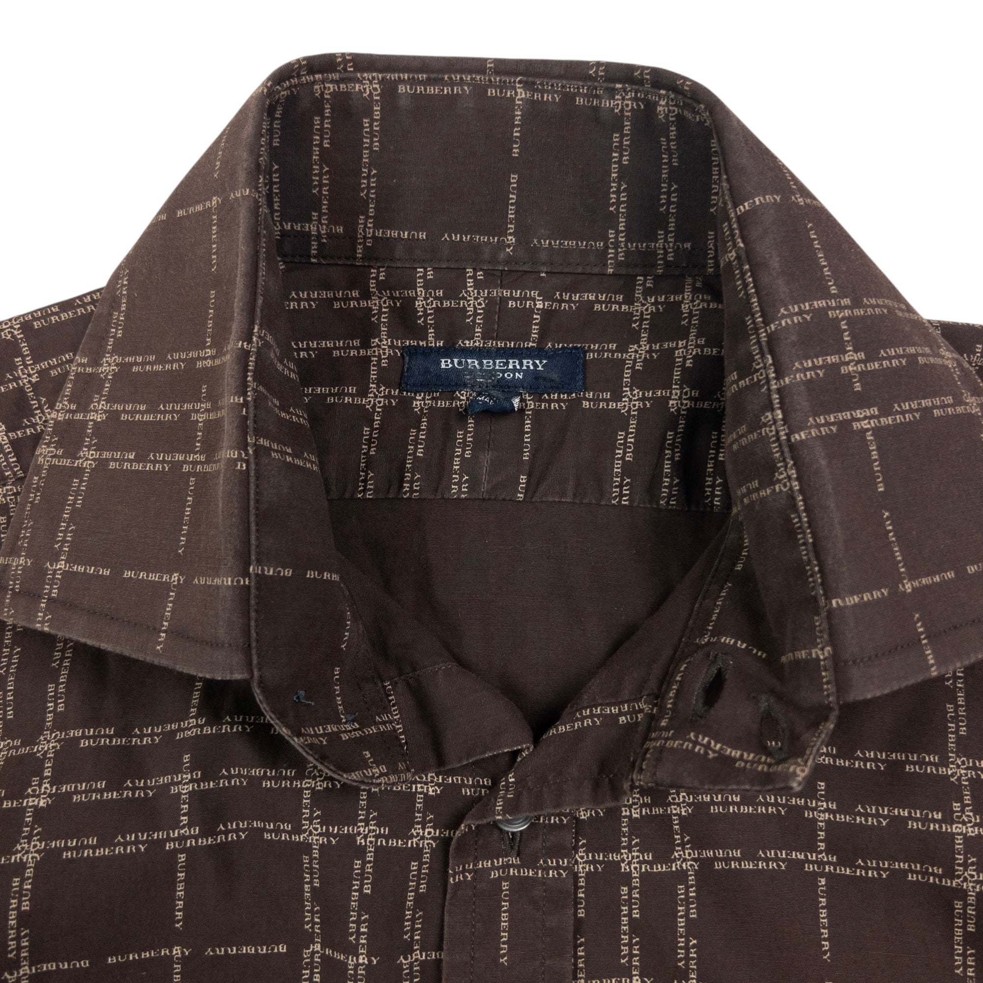 Vintage Burberry Nova Check Monogram Long Sleeve Button Up Shirt Size M