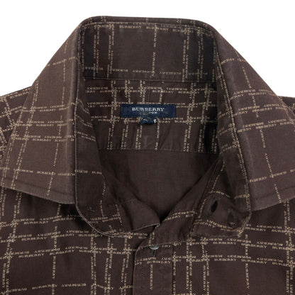 Vintage Burberry Nova Check Monogram Long Sleeve Button Up Shirt Size M
