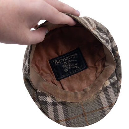 Vintage Burberry Nova Check Wool Flat-Cap Hat Size S