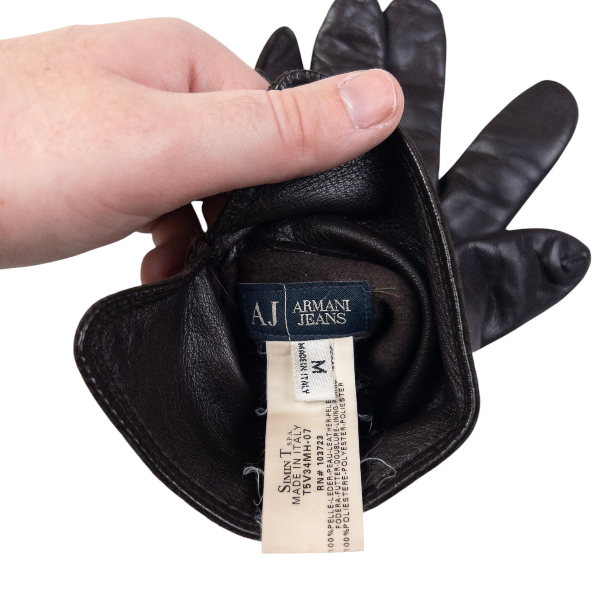 Vintage Armani Jeans Leather Suede Gloves Size M