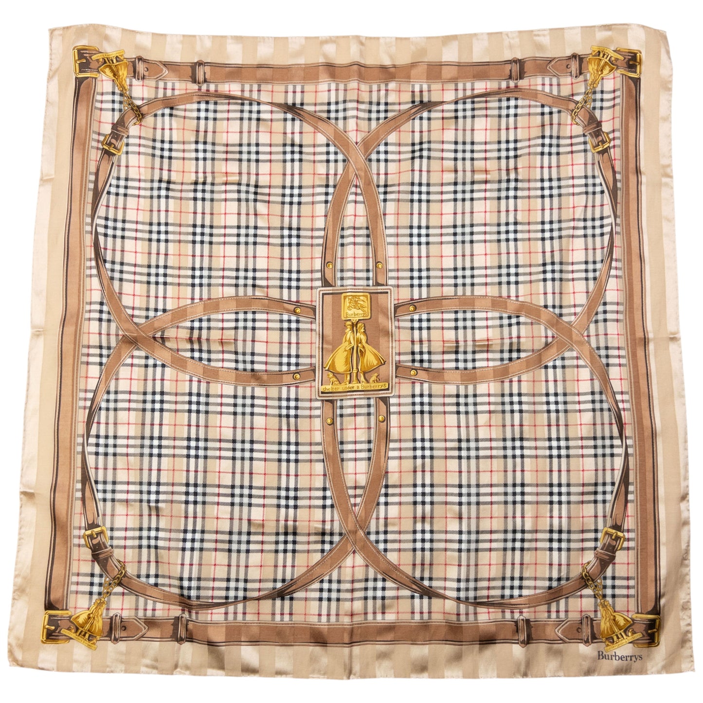 Vintage 90s Burberry Nova Check Silk Scarf