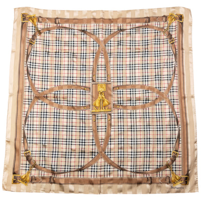 Vintage 90s Burberry Nova Check Silk Scarf