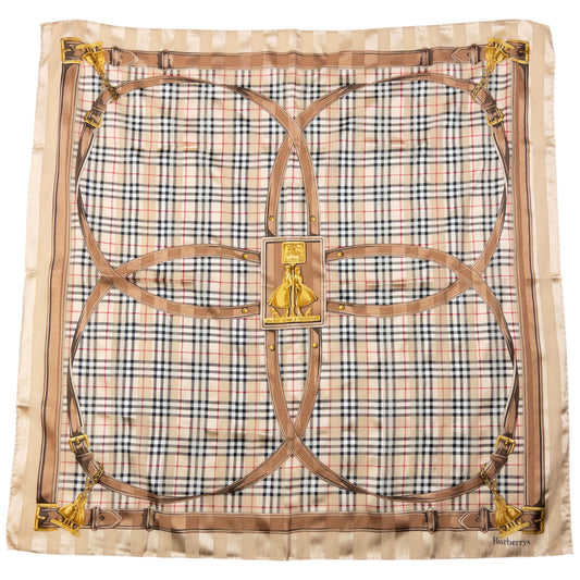 Vintage 90s Burberry Nova Check Silk Scarf