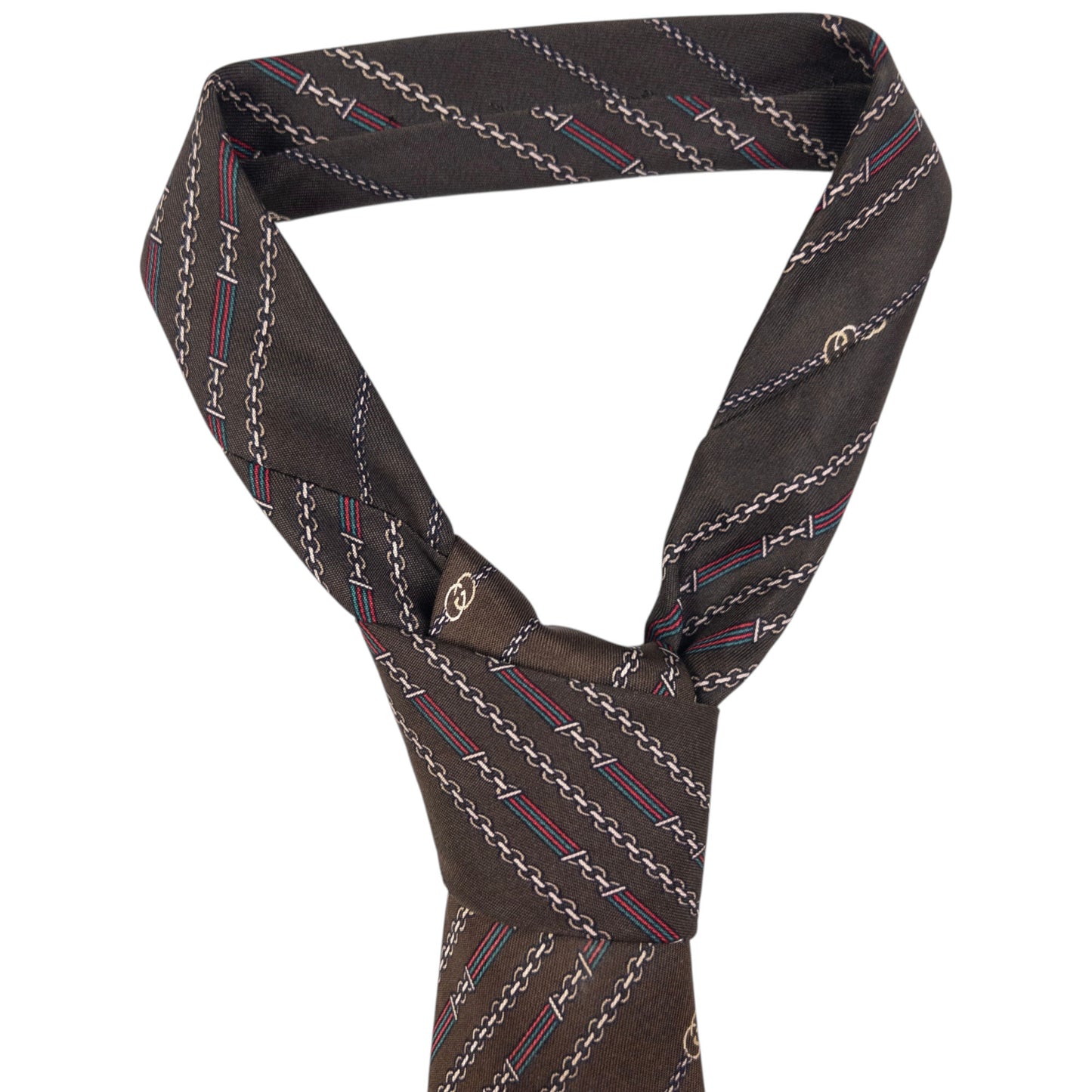 Vintage Gucci Chain Stripe Silk Tie