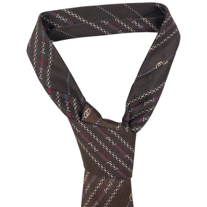 Vintage Gucci Chain Stripe Silk Tie