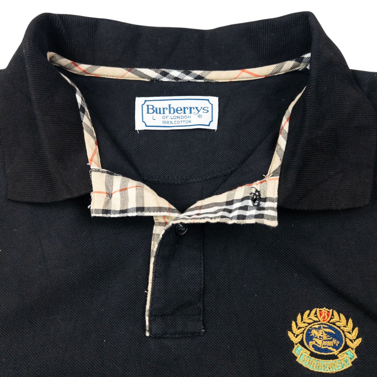 Vintage 90s Burberry Long Sleeve Polo Shirt Size S