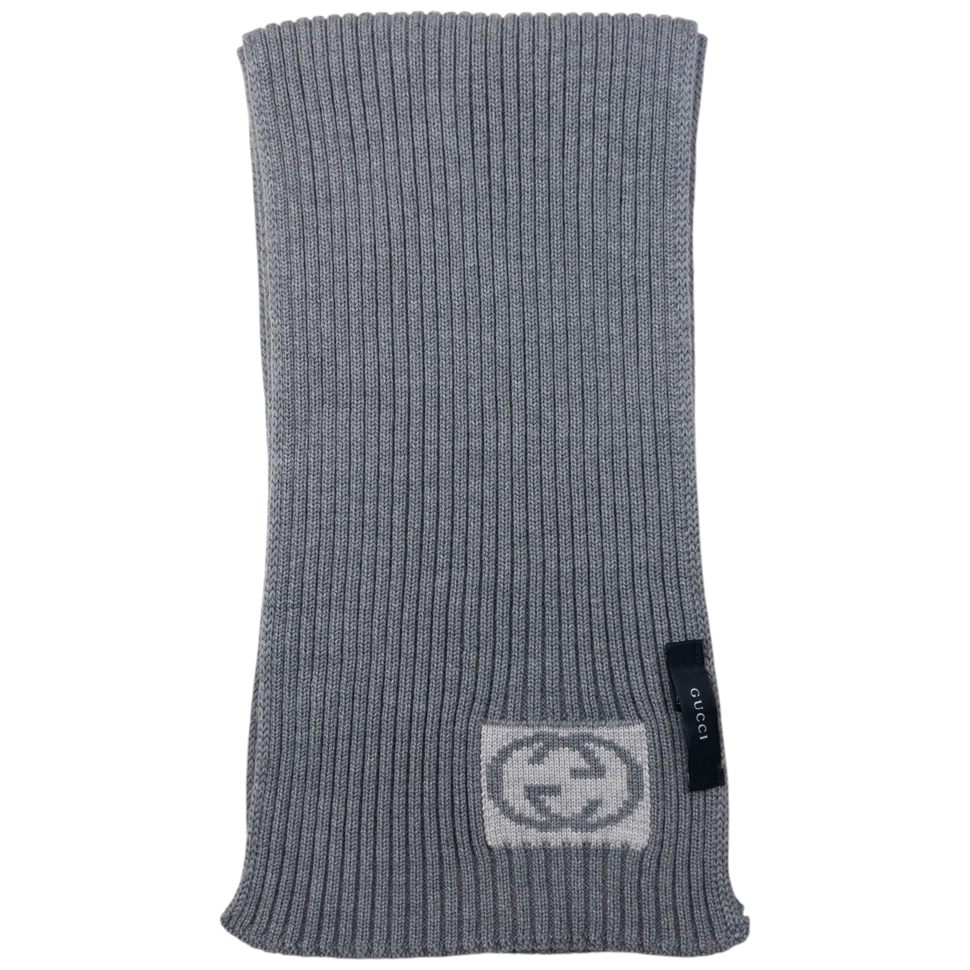 Vintage Gucci Ribbed Knit Wool Scarf