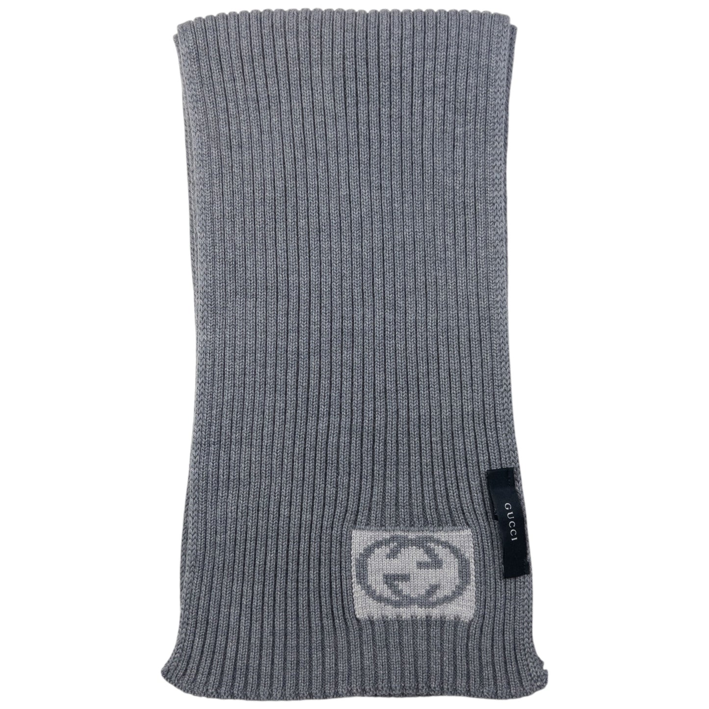 Vintage Gucci Ribbed Knit Wool Scarf