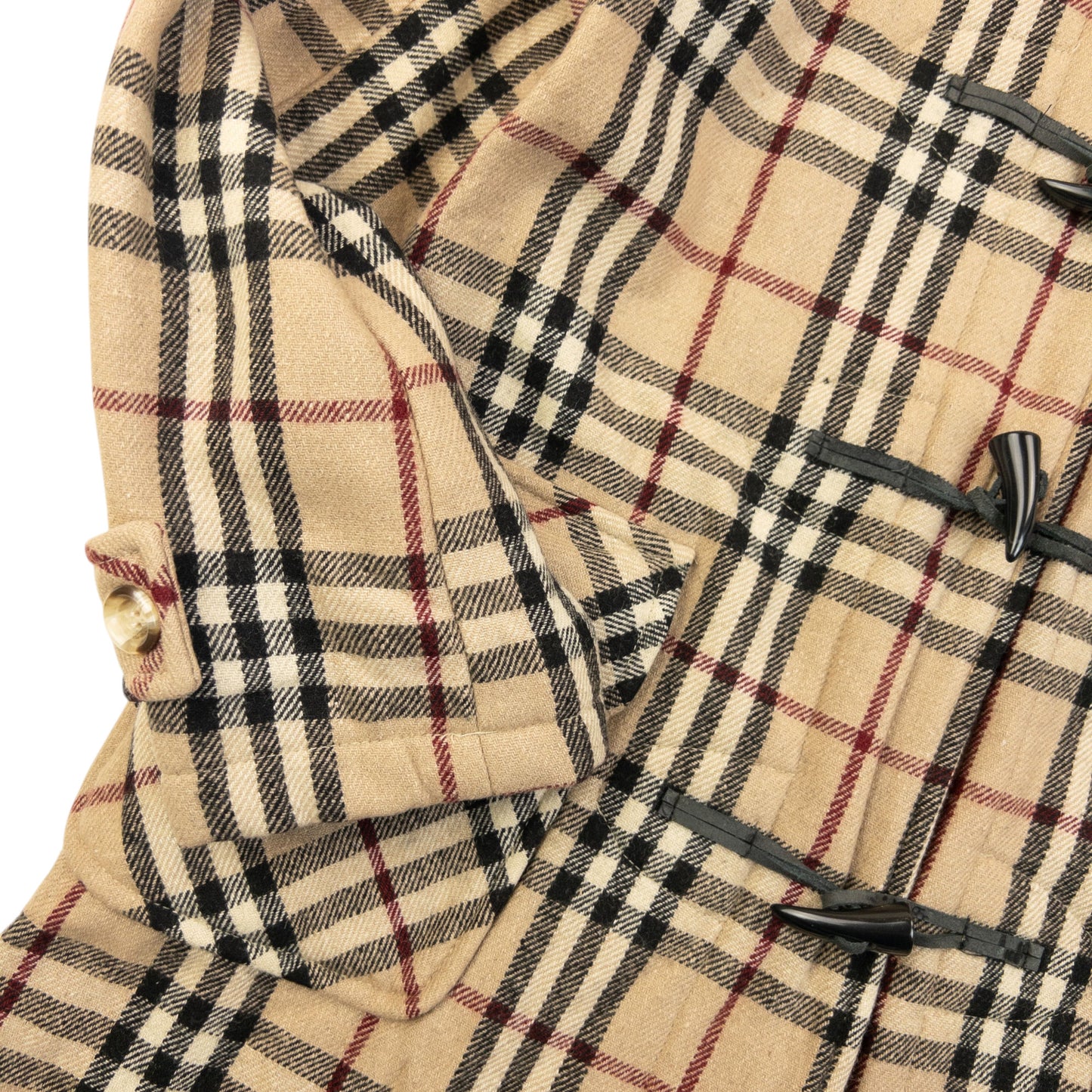 Vintage 2000s Burberry Fleece Lined Nova Check Duffle Jacket Womens Size M