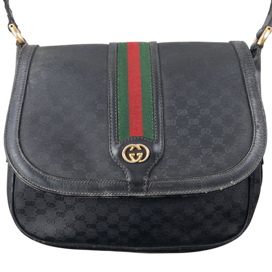 Vintage 80s Gucci Monogram Leather Crossbody Bag