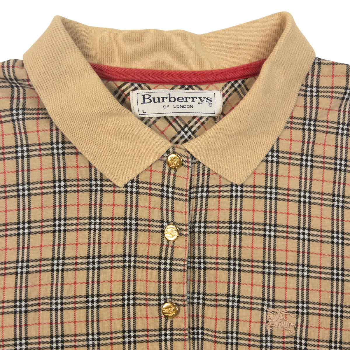 Vintage 90s Burberry Nova Check Polo Shirt Womens Size L