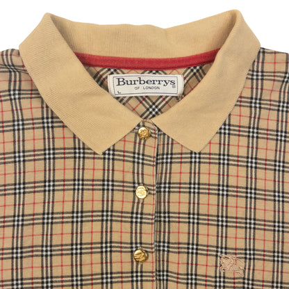 Vintage 90s Burberry Nova Check Polo Shirt Womens Size L