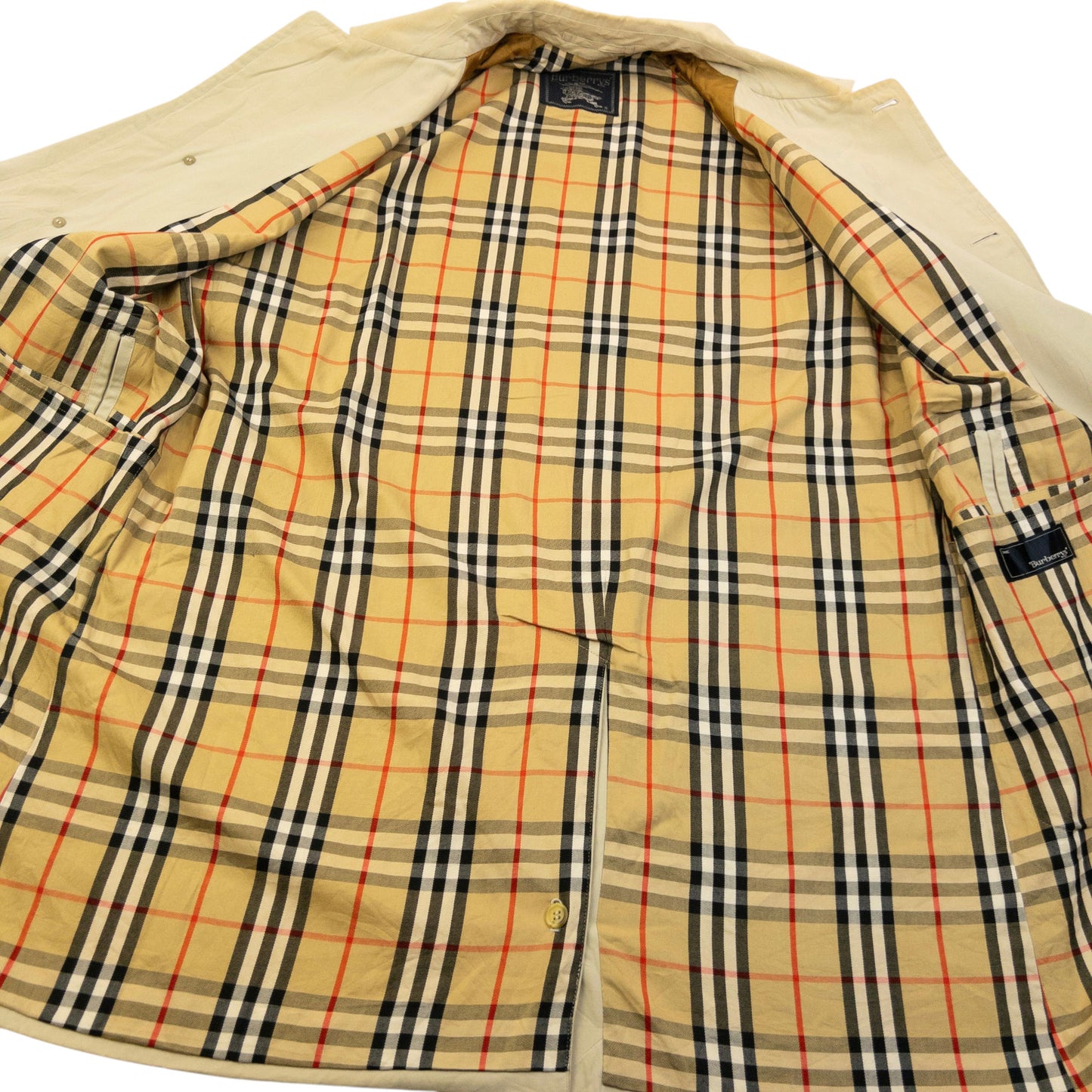 Vintage 90s Burberry Nova Check Lined Trench Jacket Size M