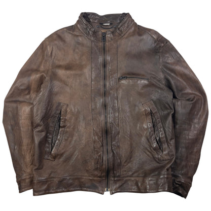 Vintage Hugo Boss Zip Up Leather Jacket Size M