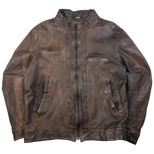 Vintage Hugo Boss Zip Up Leather Jacket Size M