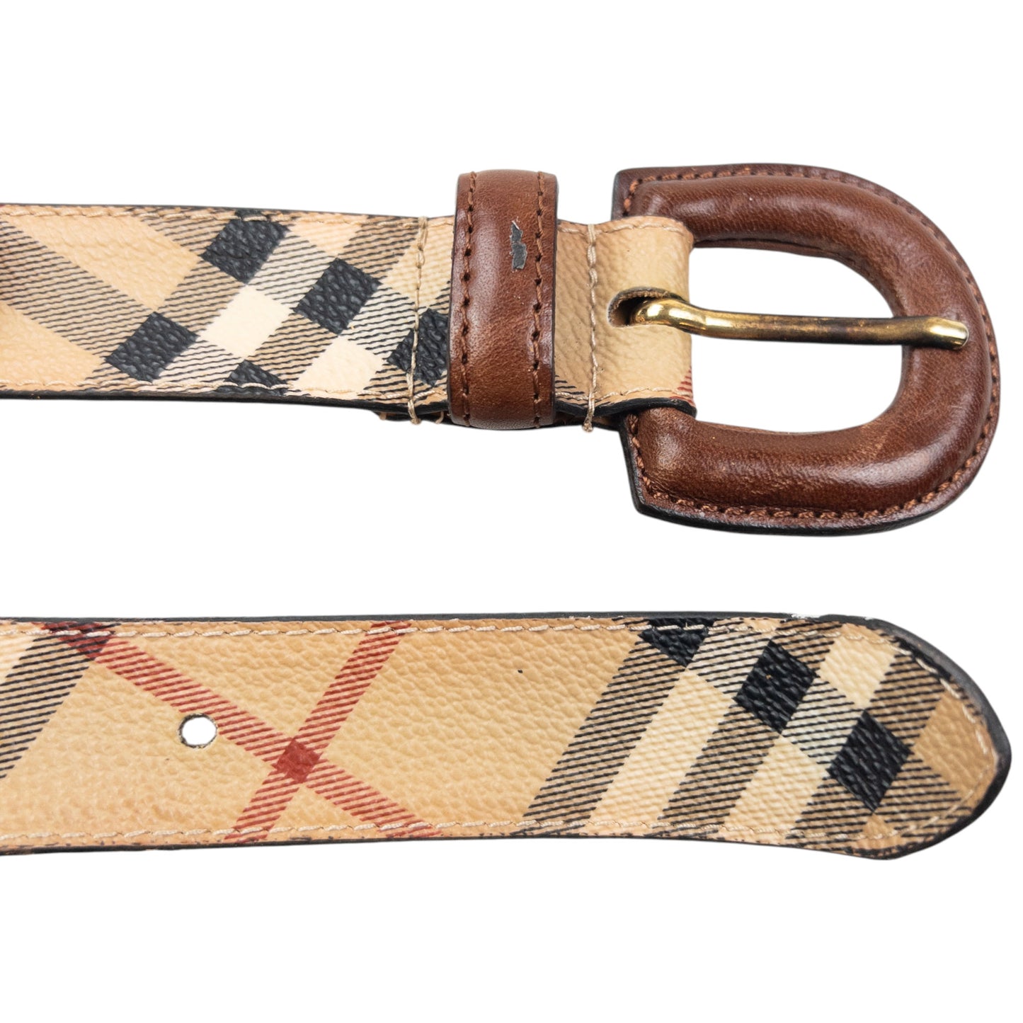 Vintage Burberry Nova Check Leather Belt Size W28