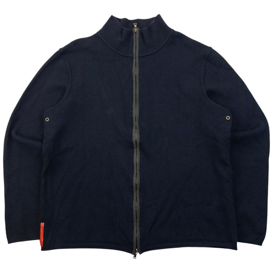 Vintage 2000s Prada Sport Zip Up Wool Jumper Size S