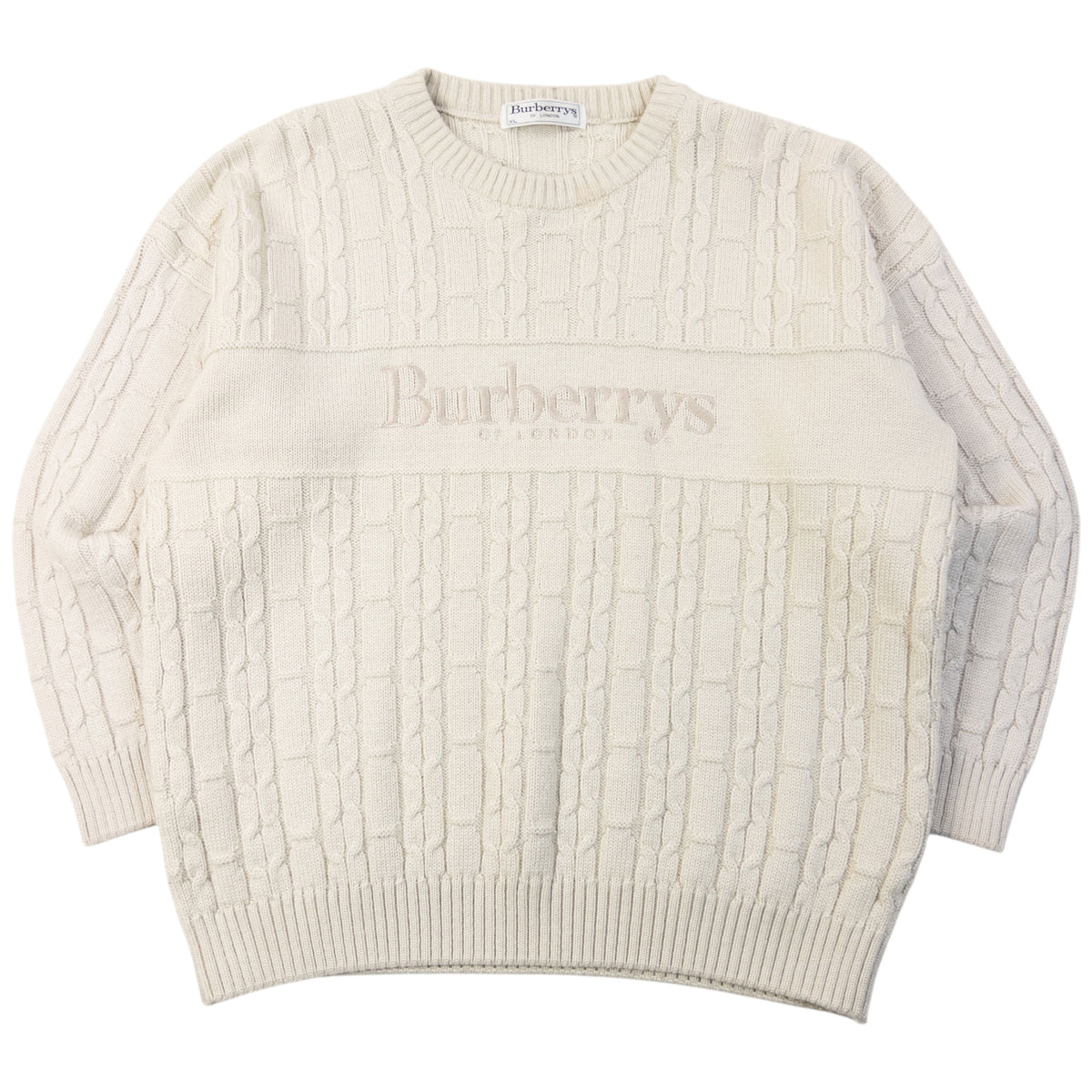 Vintage 90s Burberry Embroidered Wool Knit Jumper Size M