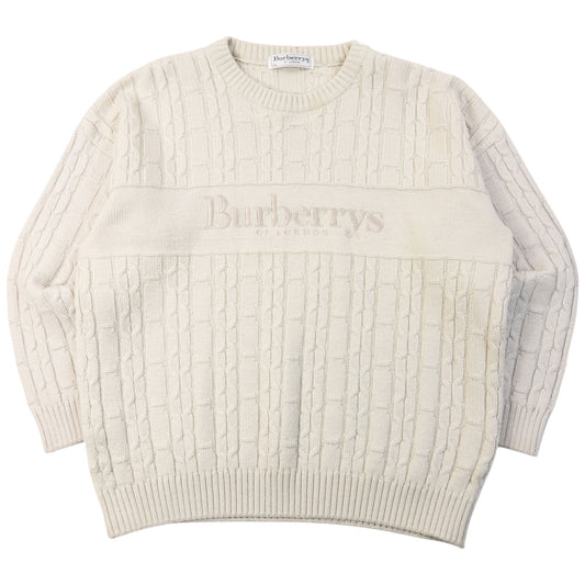 Vintage 90s Burberry Embroidered Wool Knit Jumper Size M