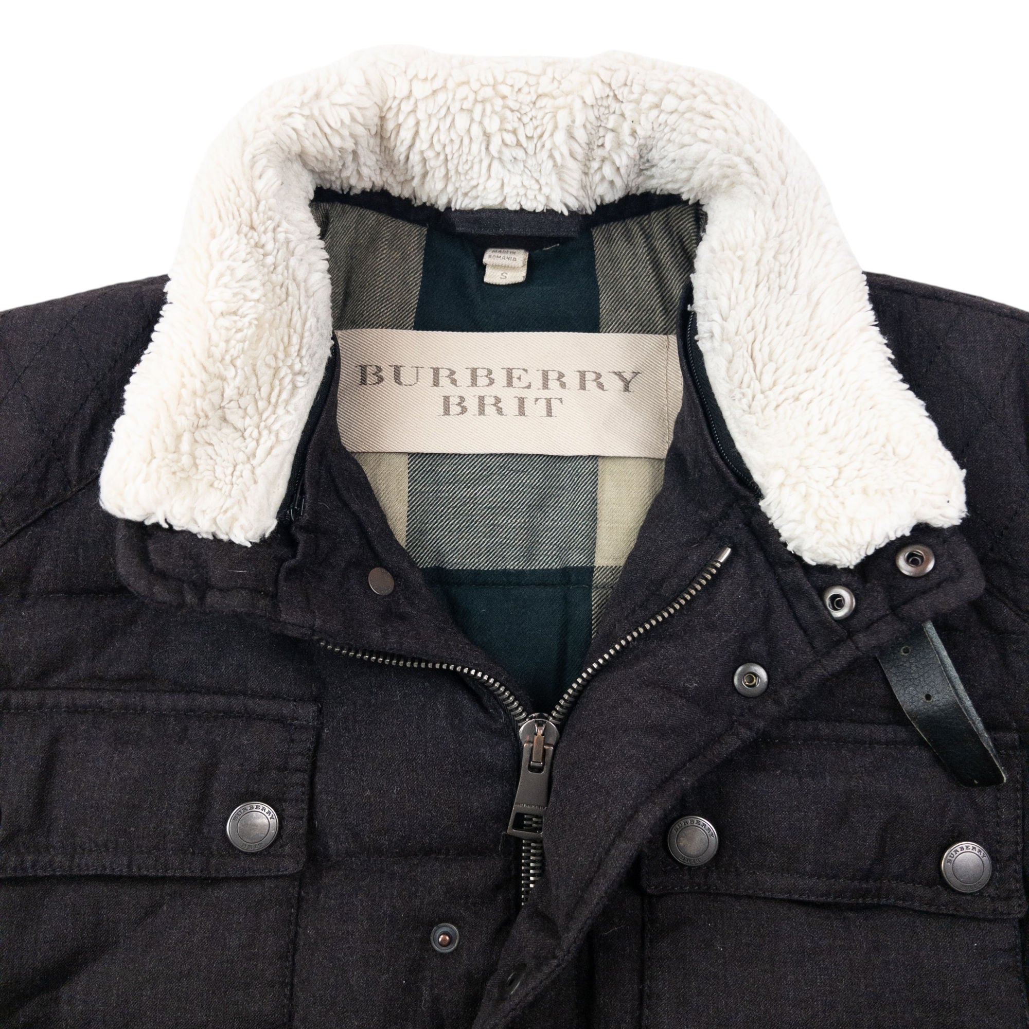 Burberry Brit Fleece Collar Padded Jacket Size S