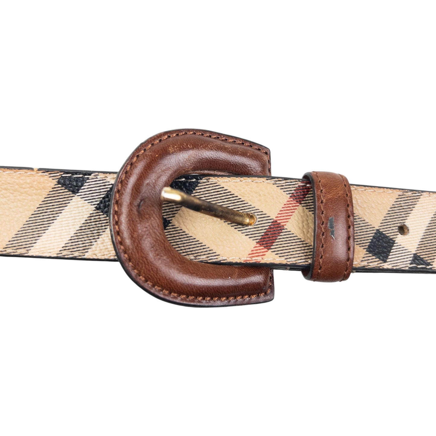 Vintage Burberry Nova Check Leather Belt Size W28