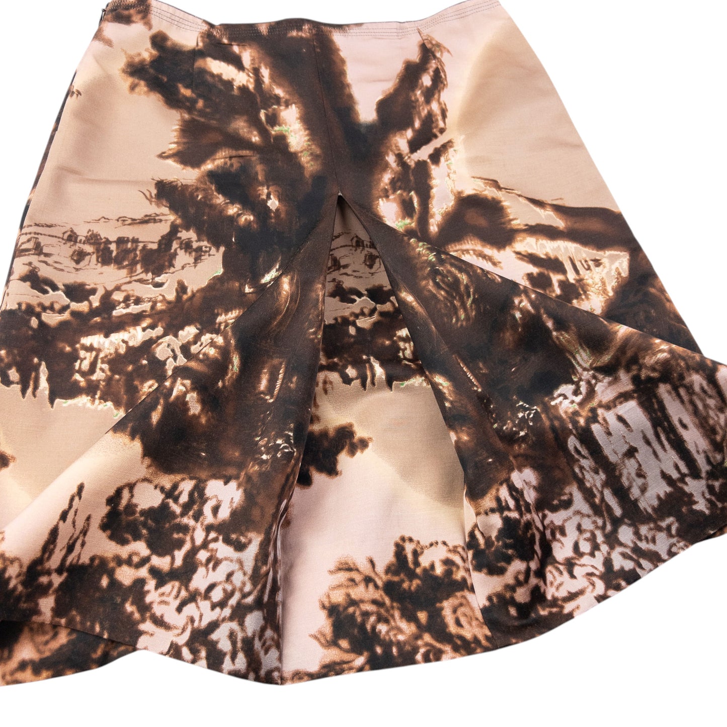 Vintage FW2004 Prada Ruched Pleat Landscape And Temple Skirt Womens Size W28