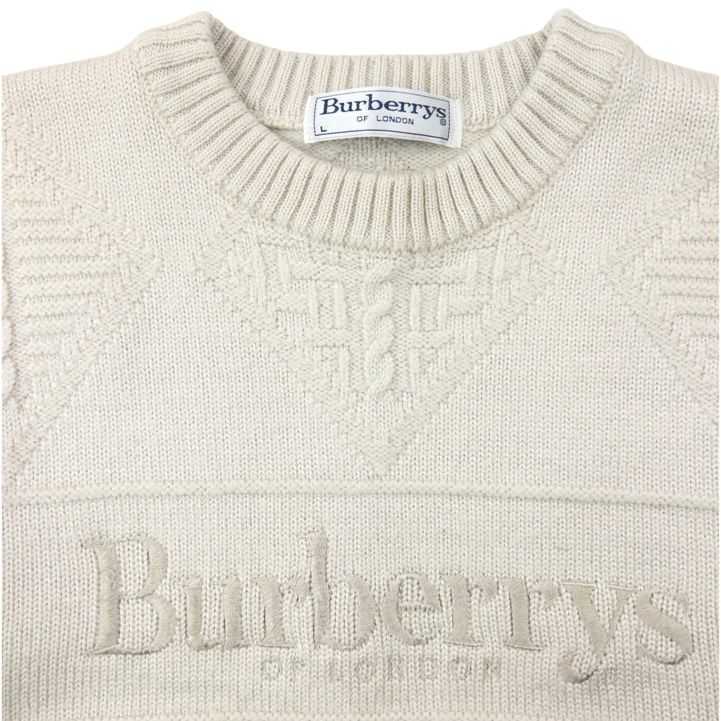 Vintage 90s Burberry Embroidered Wool Knit Jumper Womens Size S