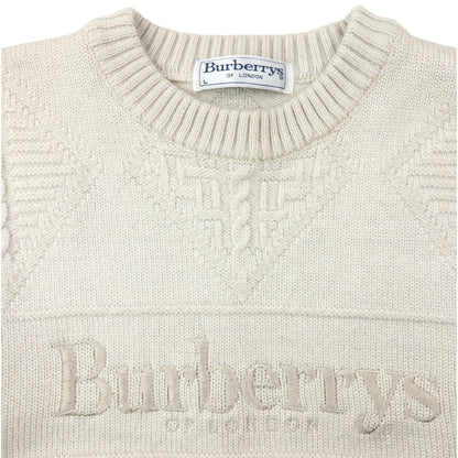 Vintage 90s Burberry Embroidered Wool Knit Jumper Womens Size S