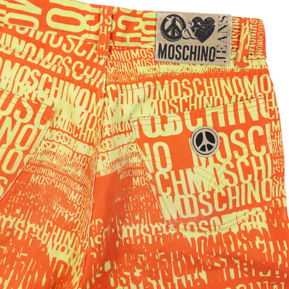 Vintage 90s Moschino Jeans Logo Text Print Trousers Size W29