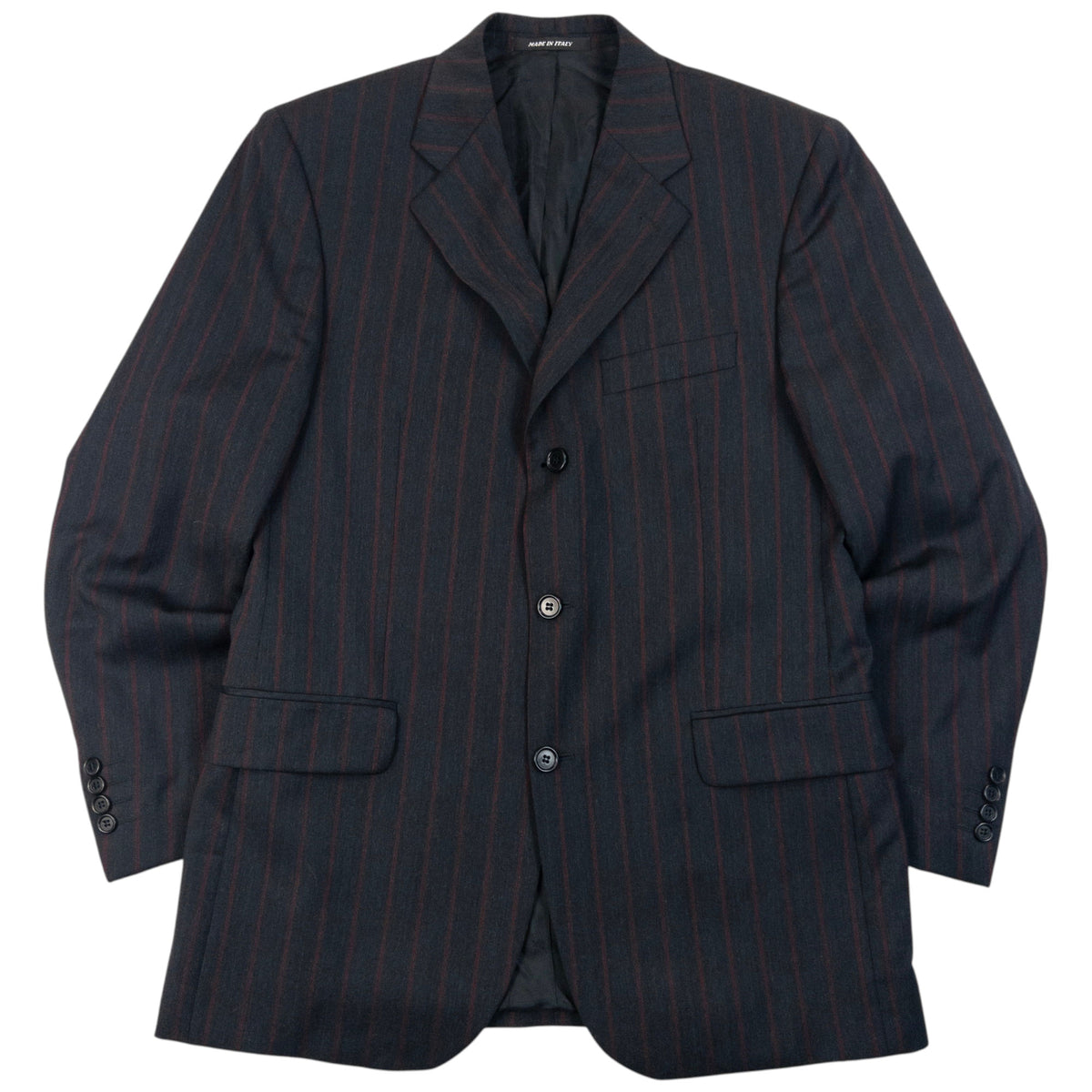 Vintage 90s YSL Yves Saint Laurent Striped Jacket & Trousers Suit Set in grey, photo 2