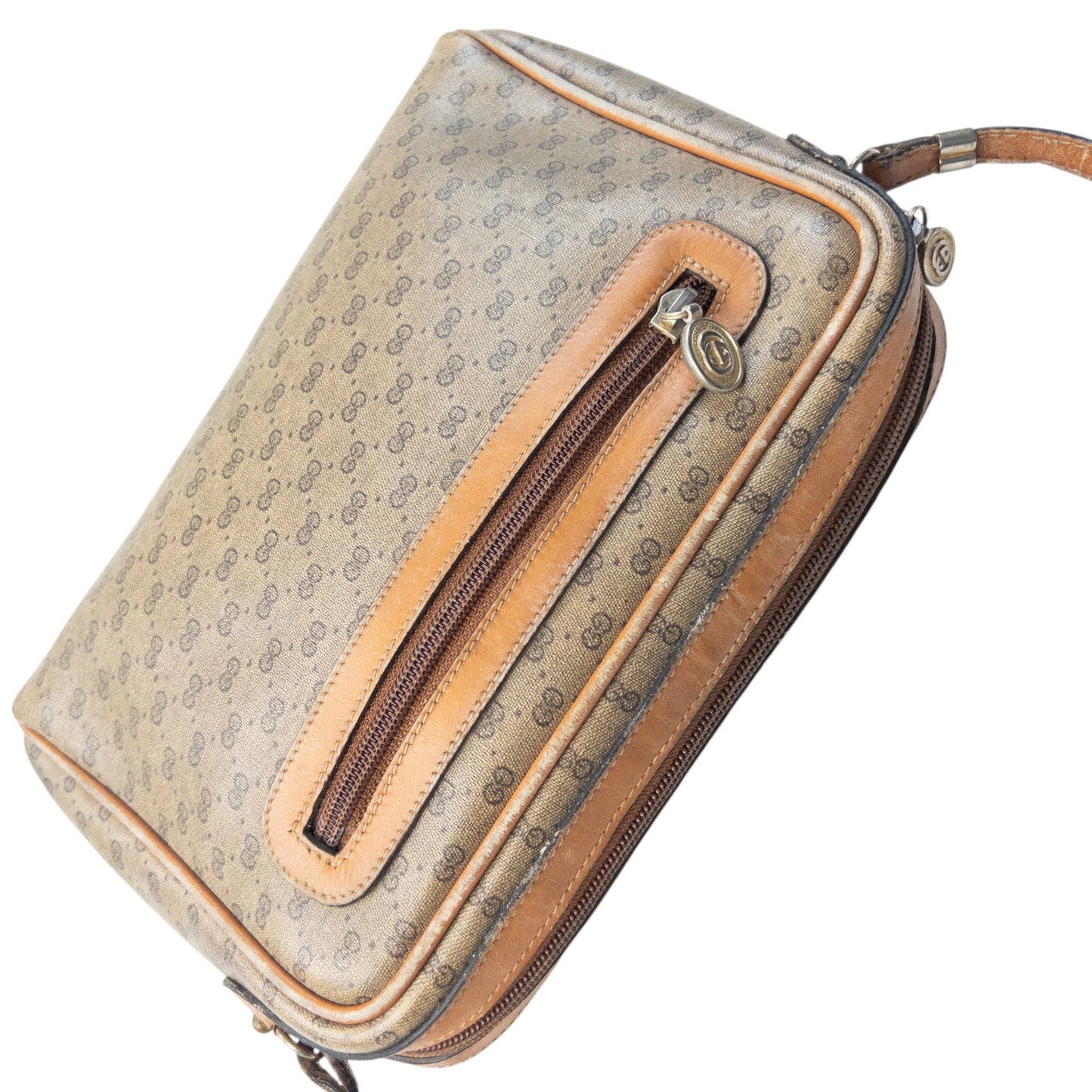 Vintage 80s Gucci Monogram Leather Crossbody Bag
