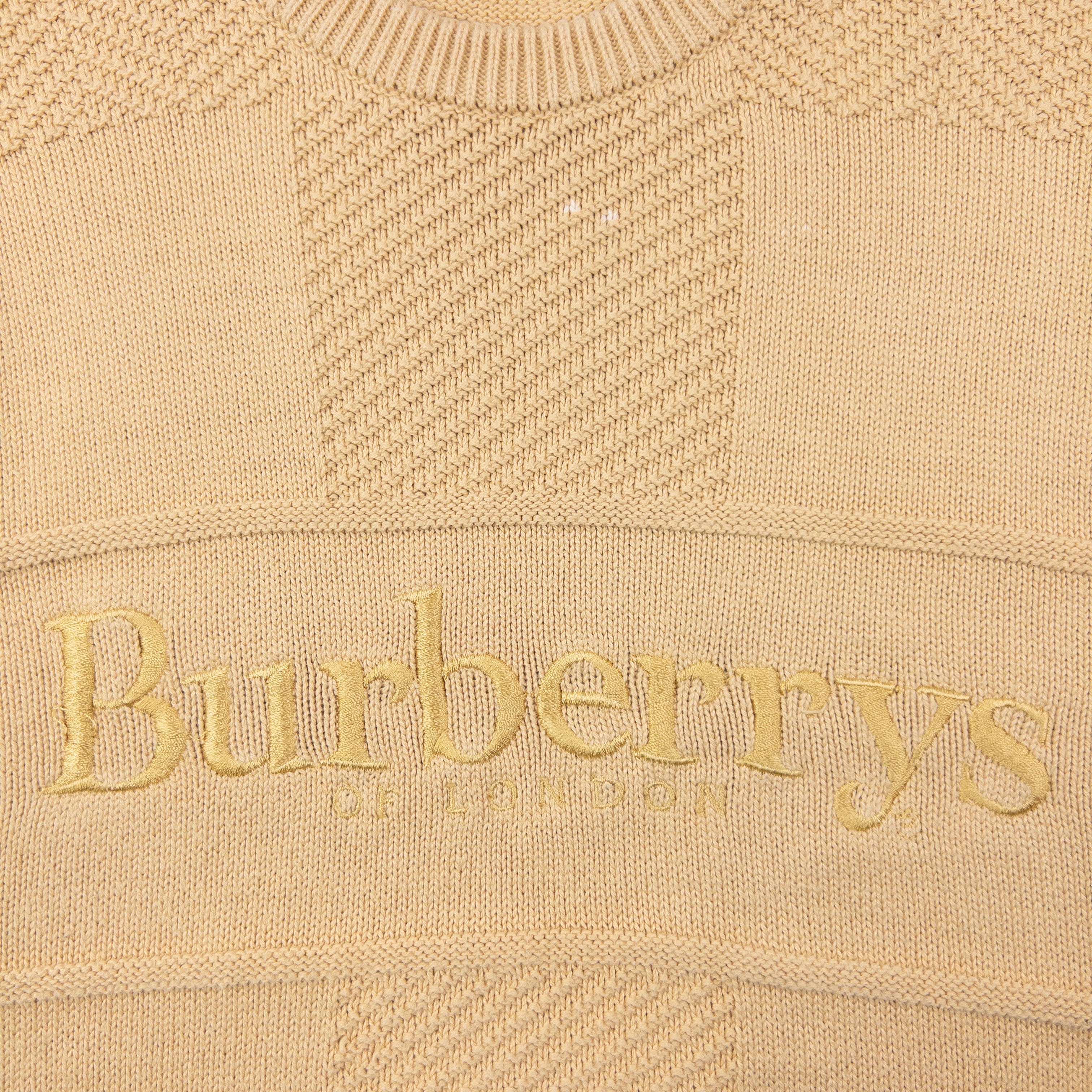 Vintage 90s Burberry Embroidered Knit Jumper Size M