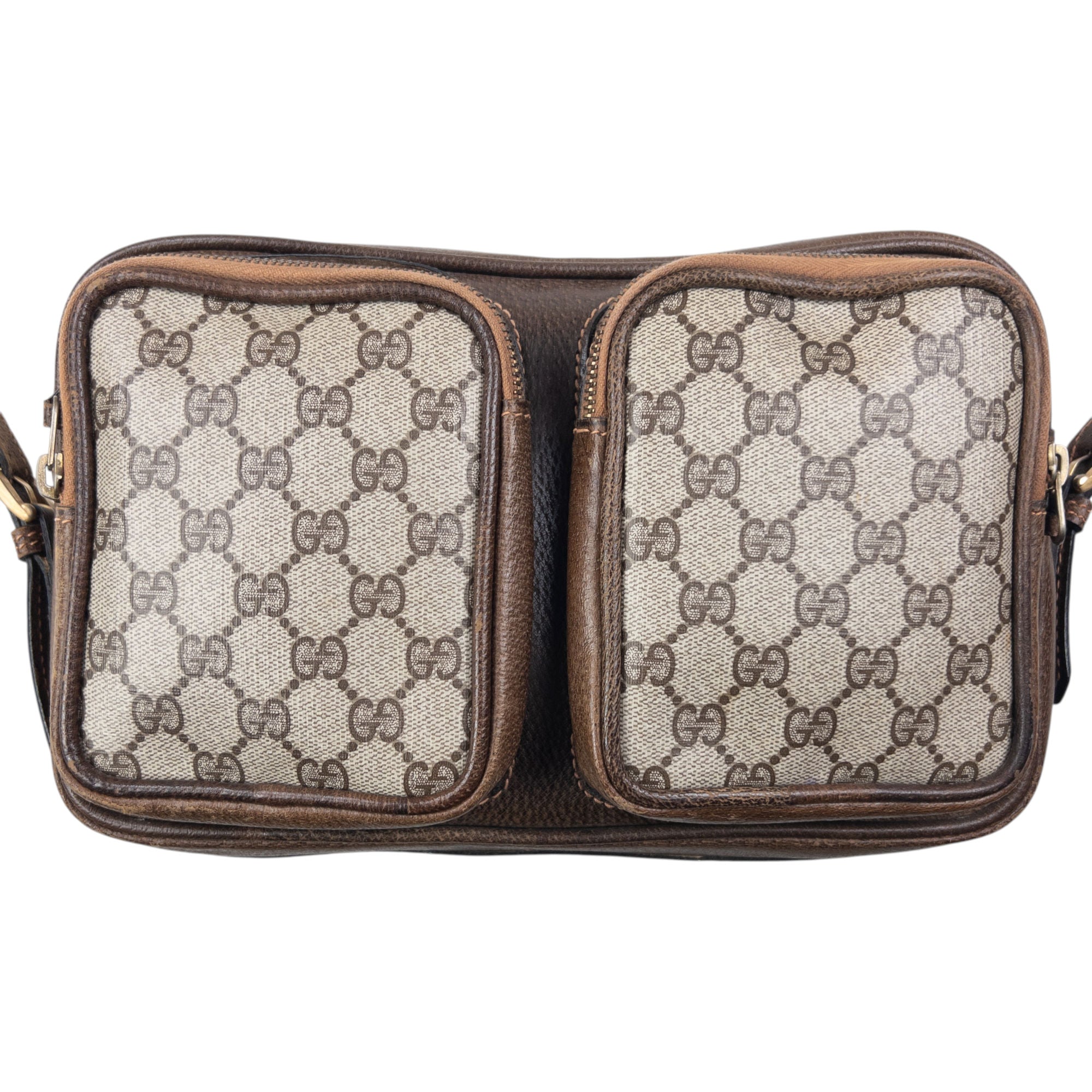 Vintage 80s Gucci Monogram Leather Crossbody Bag