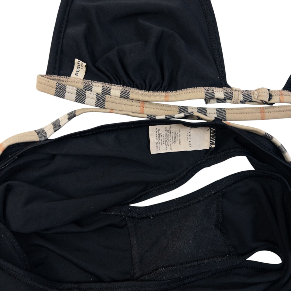 Vintage 2000s Burberry Nova Check Trim Bikini Set Womens Size L