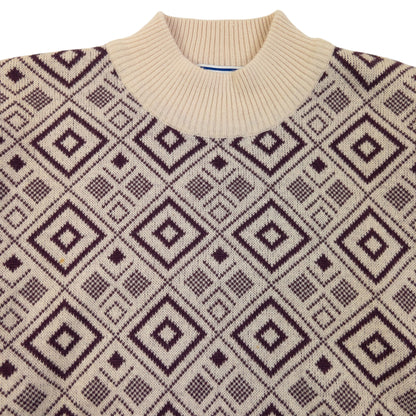 Vintage 80sYSL Yves Saint Laurent Pattern Wool Knit Jumper Size S