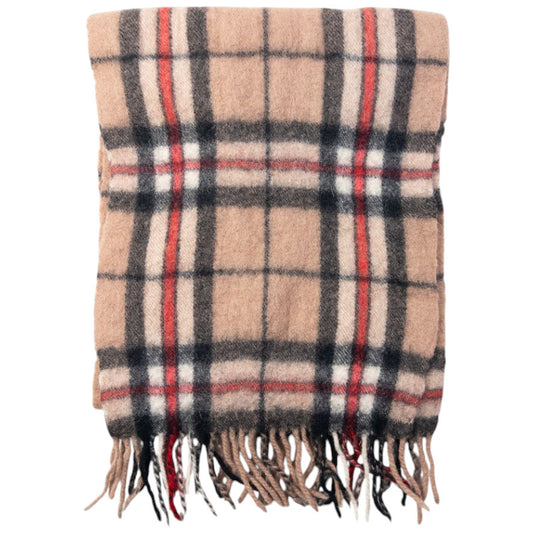 Vintage Burberry Nova Check Wool Tassel Scarf