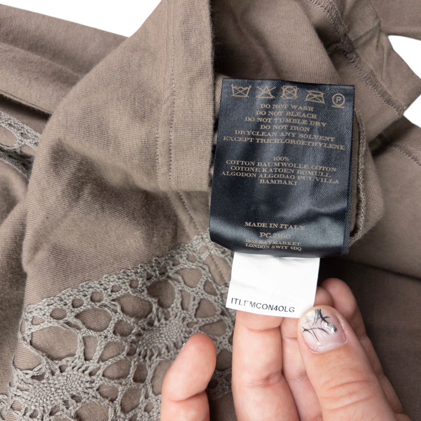 Vintage Burberry Lace Detail Long Sleeve T Shirt Size S