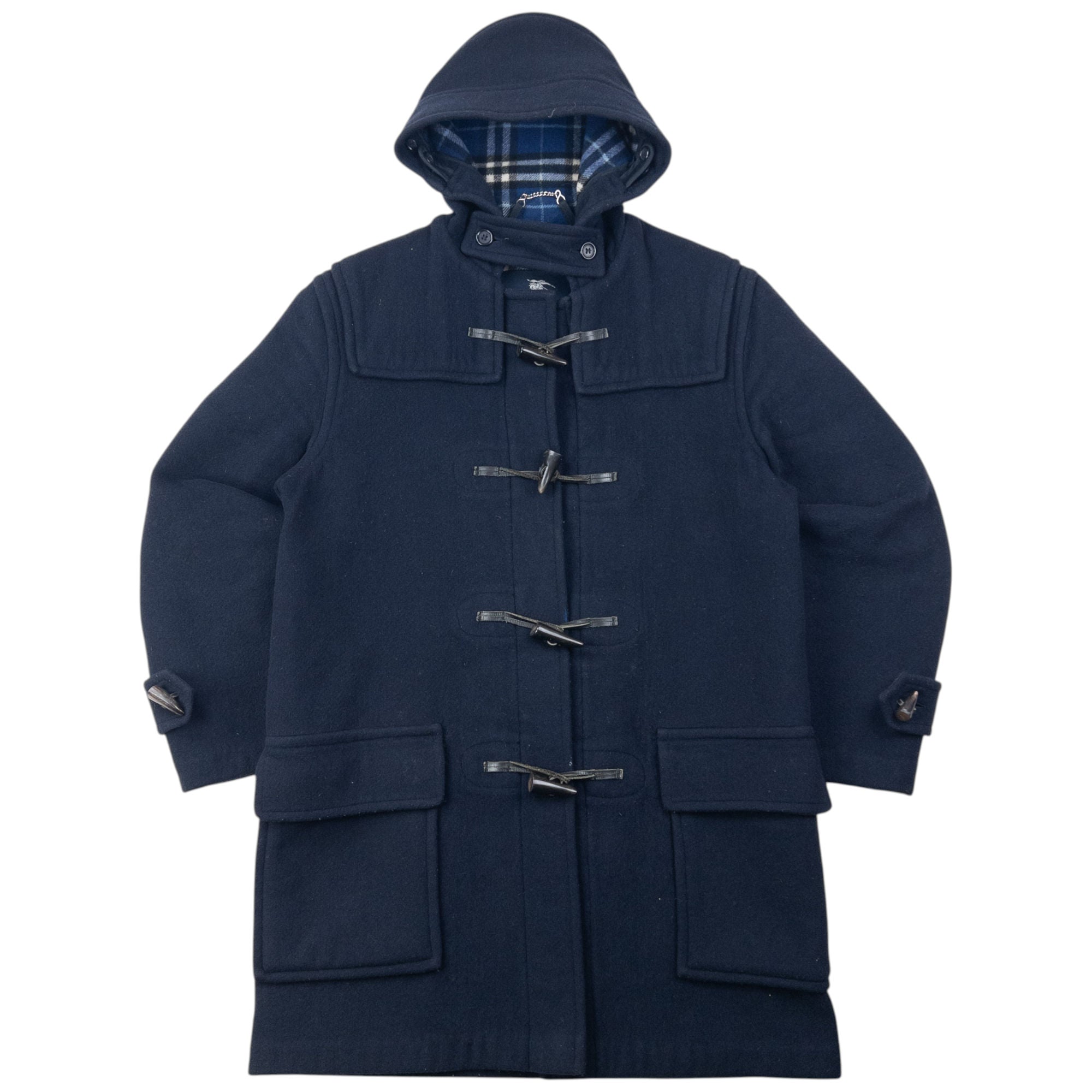 Vintage Burberry Nova Check Lined Wool Duffle Jacket Size M