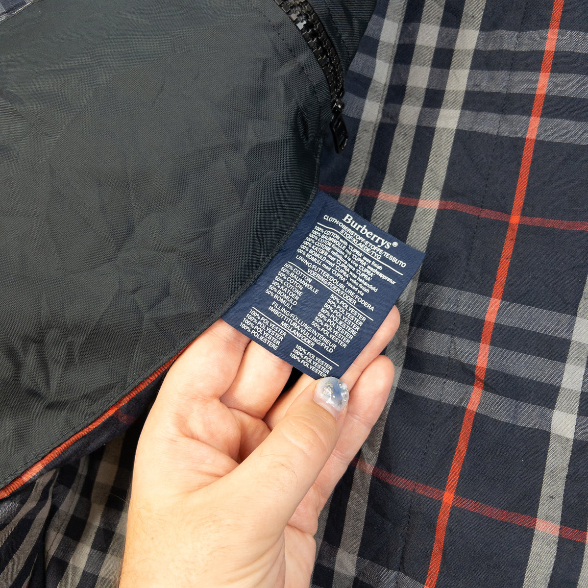 Vintage 90S Burberry Nova Check Lined Rain Jacket Size XL