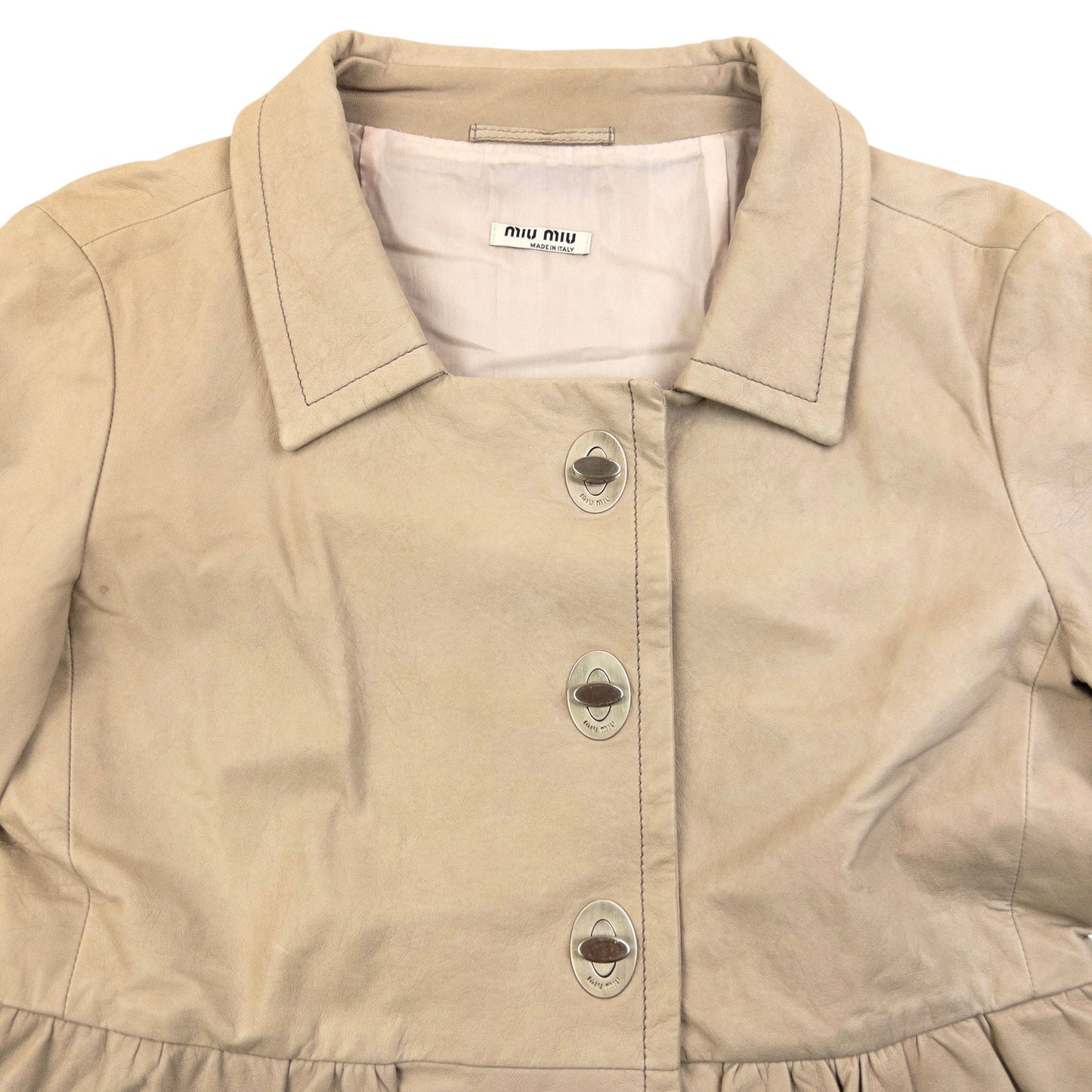 Vintage 2010 Miu Miu Leather Trench Jacket Womens Size S