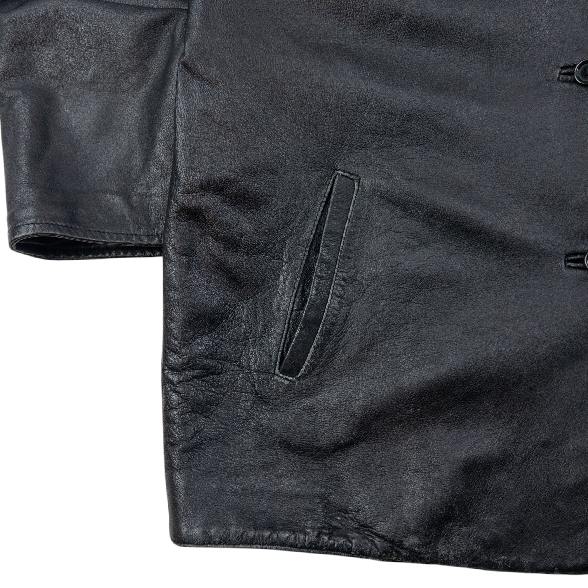 Vintage 90s Burberry Nova Check Lined Leather Jacket Size M