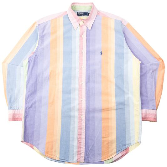Vintage 90s Polo Ralph Lauren Striped Long Sleeve Button Up Shirt Size XL